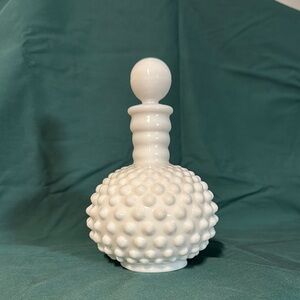 Elegant White Vintage Hobnail Glass Perfume Bottle